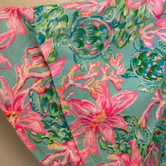 Lilly Pulitzer Green & Hot Pink Floral Flutter-Sleeve Tiered Dress - Picture 5 of 10